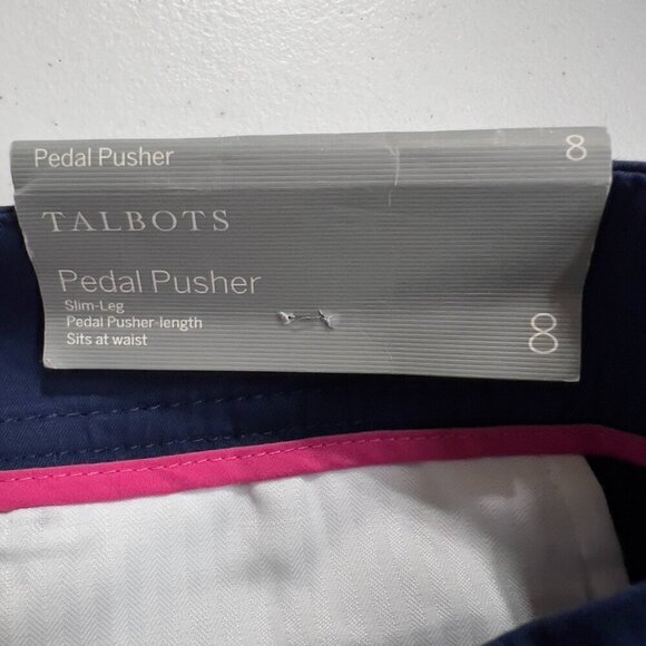 Talbots Pedal Pusher Length Slim-Leg Sits At Waist Navy Blue Capri Pants 8 NWT - Picture 11 of 14